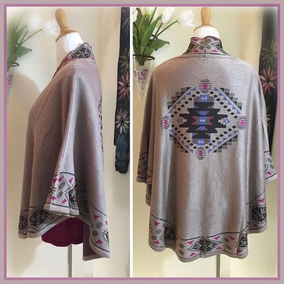 Grey & Mauve Southwestern Flutter Cardigan - Picture 2 of 4